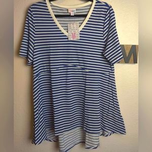 Stripes blue/white V-neck top